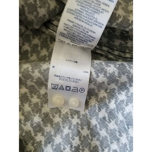 Chaps No Iron Womens Houndstooth Long Sleeve Button Shirt Size Med Black White - Picture 9 of 10